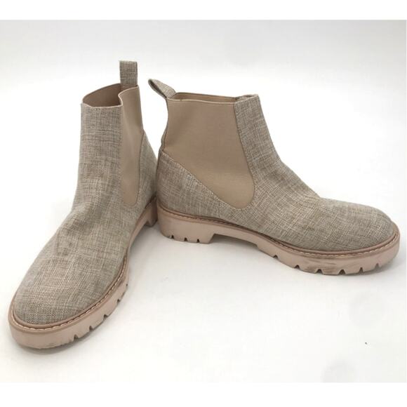 Dolce Vita Pepper Nude Tan Lug Sole Chelsea Boots Size 8 Pull On - Picture 6 of 11